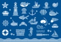 Set of Sea Icons Vector Illustration Royalty Free Stock Photo