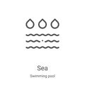 sea icon vector from swimming pool collection. Thin line sea outline icon vector illustration. Linear symbol for use on web and