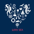 Sea icons cartoon set