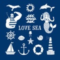 Sea icons cartoon set Royalty Free Stock Photo