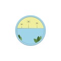 Sea and island colored in circle icon. Element of colored landscape in circle icon for mobile concept and web apps. Colored Sea an