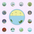 Sea and island colored in circle icon. landscapes icons universal set for web and mobile