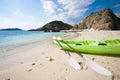 Sea-kayak on beach in Okinawa Royalty Free Stock Photo