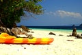 sea kayak on sand beach at Nyaung Oo phee island , myanmar Royalty Free Stock Photo