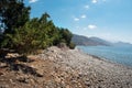 Sea lagoon among mountains of Crete island near Paleochora town, Greece Royalty Free Stock Photo
