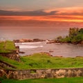 Sea lagoon, peninsula and the sunset view from the fort