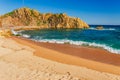 Sea landscape in Blanes, Catalonia, Spain near of Barcelona. Scenic town with nice sand beach and clear blue water in beautiful Royalty Free Stock Photo