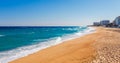 Sea landscape in Blanes, Catalonia, Spain near of Barcelona. Scenic town with nice sand beach and clear blue water in beautiful Royalty Free Stock Photo