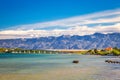 Sea landscape, bridge to Vir island and the Velebit mountain