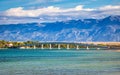 Sea landscape, bridge to Vir island and the Velebit mountain