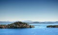 Sea landscape with islands and old town, Croatia