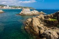 Sea landscape with rocky cliffs in sea in Lloret de Mar