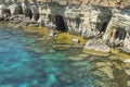 Rocky coastline , Cape Greco on Cyprus Royalty Free Stock Photo