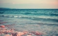 sea landscape unfocused horizon, pastel pink tint