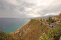 Sea Landscape, View to the Sea. City of Taormina, Sicily, Italy Royalty Free Stock Photo