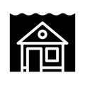 Sea level rise glyph icon vector illustration