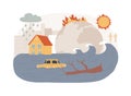 Sea level rise isolated concept vector illustration.