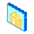 Sea level rise isometric icon vector illustration