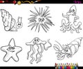 Sea life animals cartoon coloring page Royalty Free Stock Photo