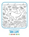 Sea theme. Dolphin coloring book. Kids vector Royalty Free Stock Photo