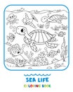 Sea theme. Turtle coloring book. Kids vector Royalty Free Stock Photo