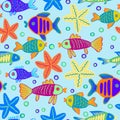 Sea life cute doodle abstract children pattern