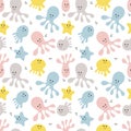 Sea life. Doodle seamless pattern. Vector illustration