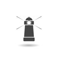 Sea lighthouse building icon with shadow Royalty Free Stock Photo