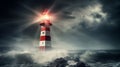 lighthouse for sending out emergency flare signals at sea. Important help signals.AI Generated