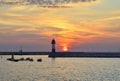 Black Sea lighthouse at sunset Royalty Free Stock Photo