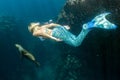 Sea lion and Mermaid underwater