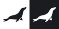 Sea lion thin line vector icon set Royalty Free Stock Photo