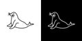 Sea lion thin line vector icon set Royalty Free Stock Photo