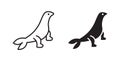 Sea lion thin line vector icon set Royalty Free Stock Photo