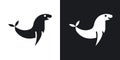 Sea lion thin line vector icon set Royalty Free Stock Photo