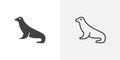 Sea lion thin line vector icon set Royalty Free Stock Photo