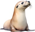 Sea lion, Watercolor painting of Sea lion. AI-Generated. Royalty Free Stock Photo