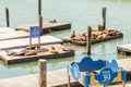 Sea lions heated on wooden platforms at pier 39 Royalty Free Stock Photo