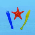 Sea for lunch. Starfish. Beach style. Minimal Royalty Free Stock Photo