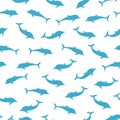 Sea marina pattern, silhuette of dolphins