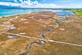 Sea marshes and shallow sand beach of Nin aerial view