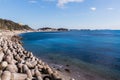 Sea and Massive concrete structures to protect the beaches from