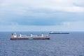 Cargo ship owned by `Wagenborg`, sailing through calm sea toward Suez Canal. Royalty Free Stock Photo