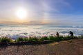 Sea of mist on the mountain in sunrise time