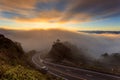 The sea of mist over the mountains and beautiful misty landscape at Doi Inthanon National Park in northern of Thailand Royalty Free Stock Photo