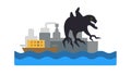 Sea Monster Attack Maritime Threat Ocean Danger Icon, vector design Generative AI Royalty Free Stock Photo