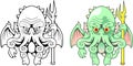 Sea monster Cthulhu, funny illustration
