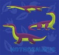 Sea Monster Dinosaur Nothosaurus Cartoon Vector Illustration
