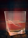 Sea monster in whiskey glass --Illustration