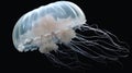 Sea Moon jellyfish. Closeup of Beautiful Moon Jellyfish (Aurelia aurita) in aquarium. generative ai Royalty Free Stock Photo